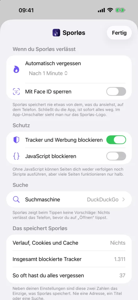 Sporløs auf dem iPhone: Deine Suchmaschine, dein Zeitpunkt