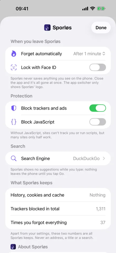 Sporløs on iPhone: Your search engine, your timer