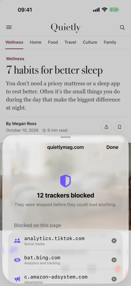 Sporløs on iPhone: See which trackers were stopped